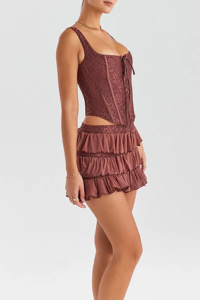 Set Sleeveless Crop Top And Mini Skirt