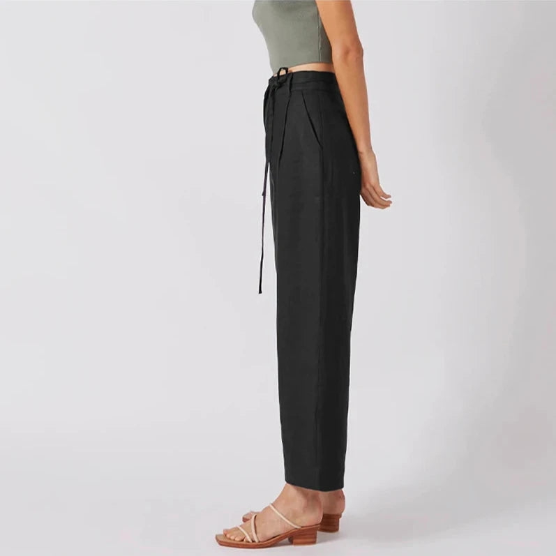 BC Ajal 100% Linen Women's Pants High Waist Bandage Up