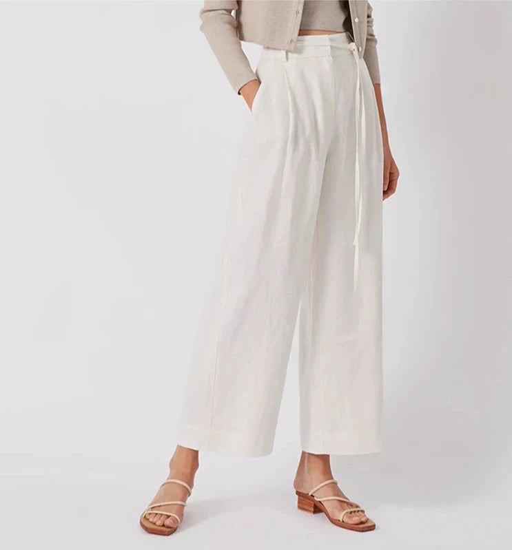 BC Ajal 100% Linen Women's Pants High Waist Bandage Up