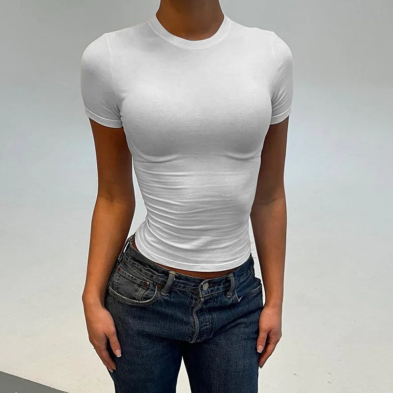 Soso Round Neck Short Sleeve Crop Top