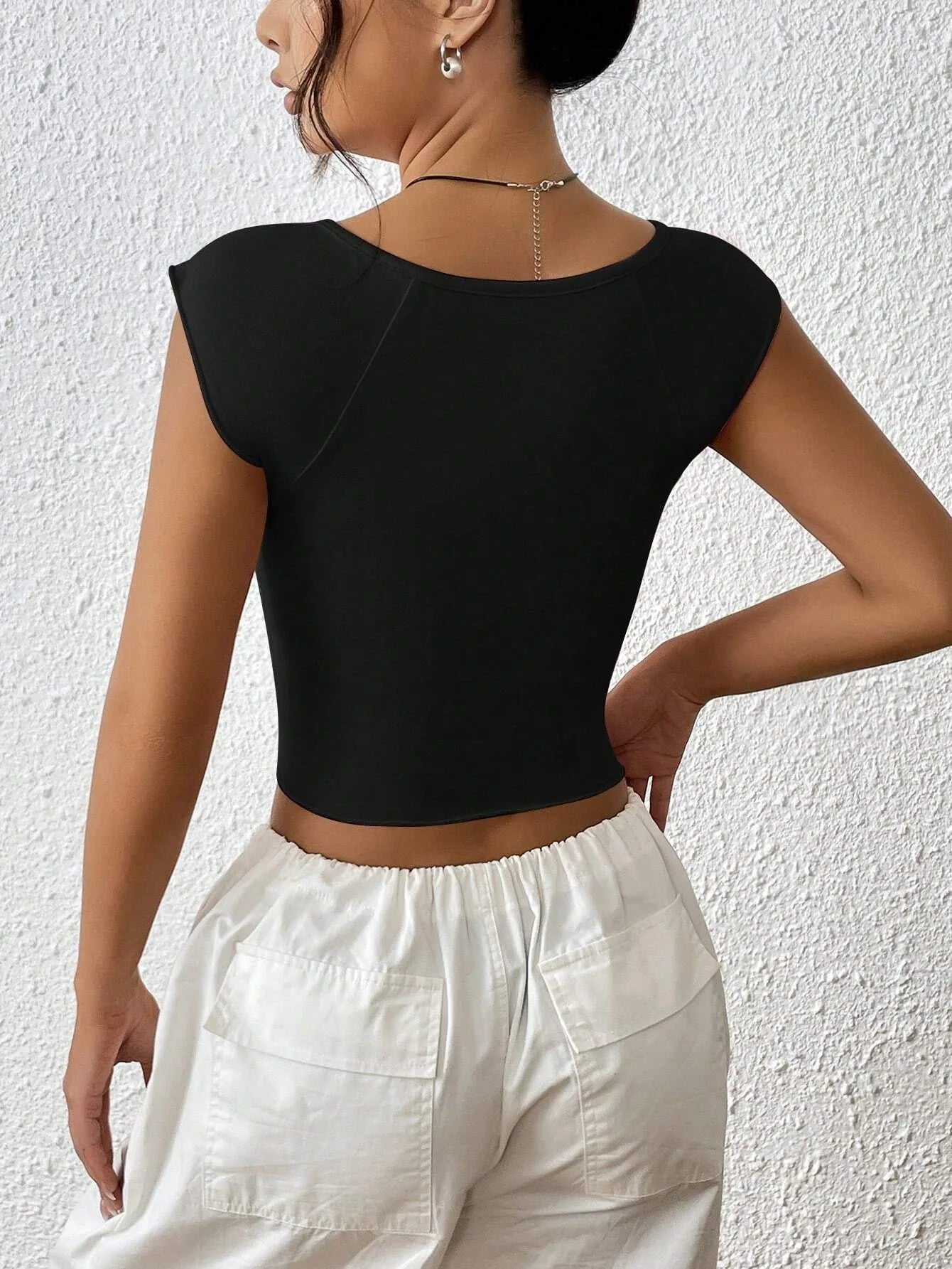 Leona Ruched Split Hem Sleeveless Crop Tee Top