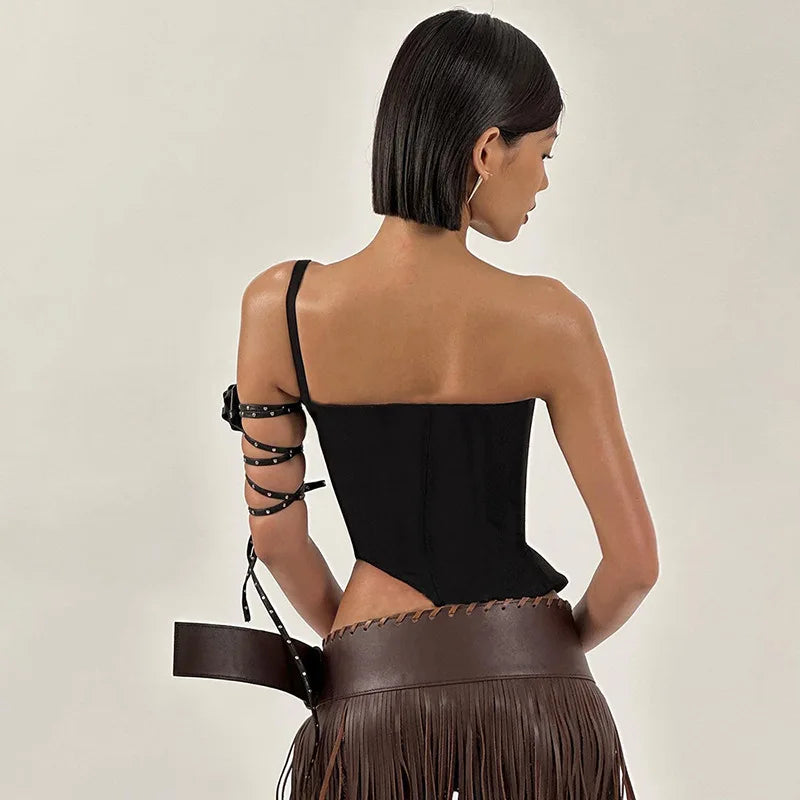Willow Corset Asymmetrical Shoulder Backless Top
