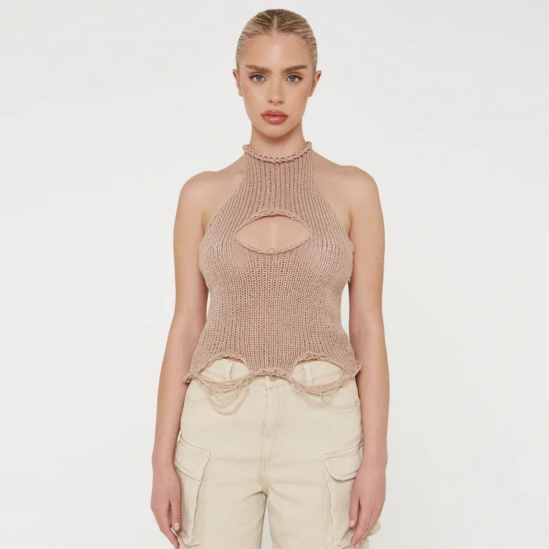 Cheyenne Distressed Knitted Crop Cami
