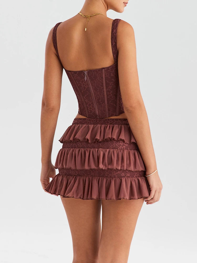 Set Sleeveless Crop Top And Mini Skirt