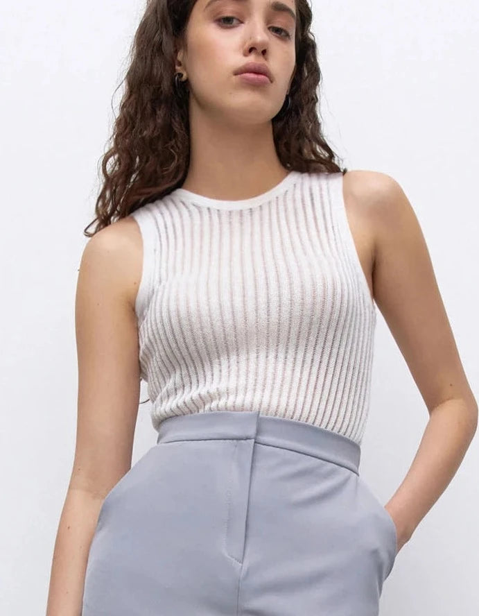KZ See Through Hollow Out Sleeveless Tank Top
