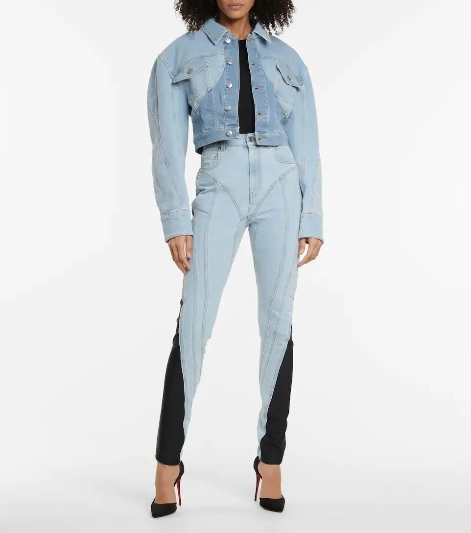 Lu High-Waist Denim Pencil Pants