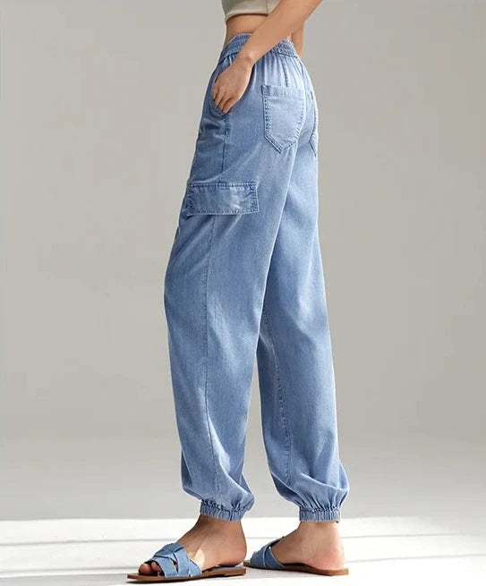 Betty Retro Elastic Waist Drawstring Jogging Style Trousers