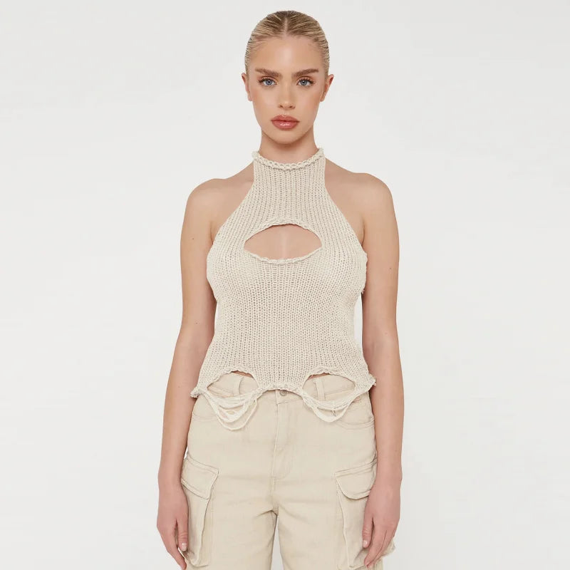 Cheyenne Distressed Knitted Crop Cami