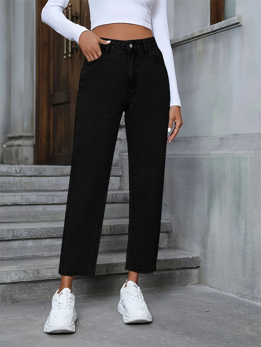 Aya Vintage High Waist Straight Leg Denim Pants