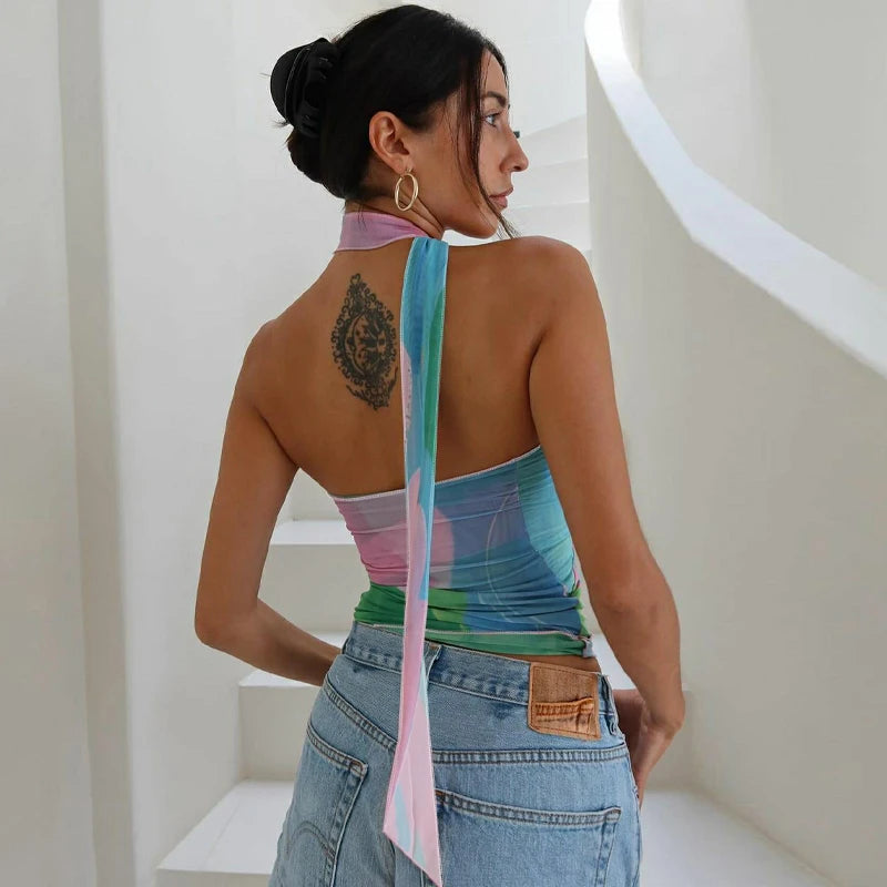 Billie Halter Backless Light Summer Top