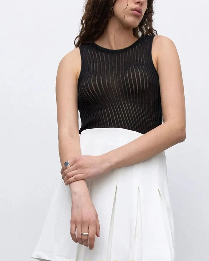 KZ See Through Hollow Out Sleeveless Tank Top