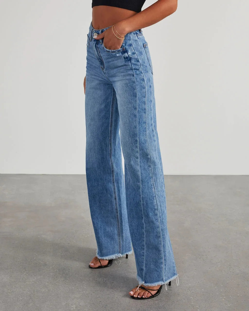 Nasina Wide Leg Commute MinimalistTassel Denim