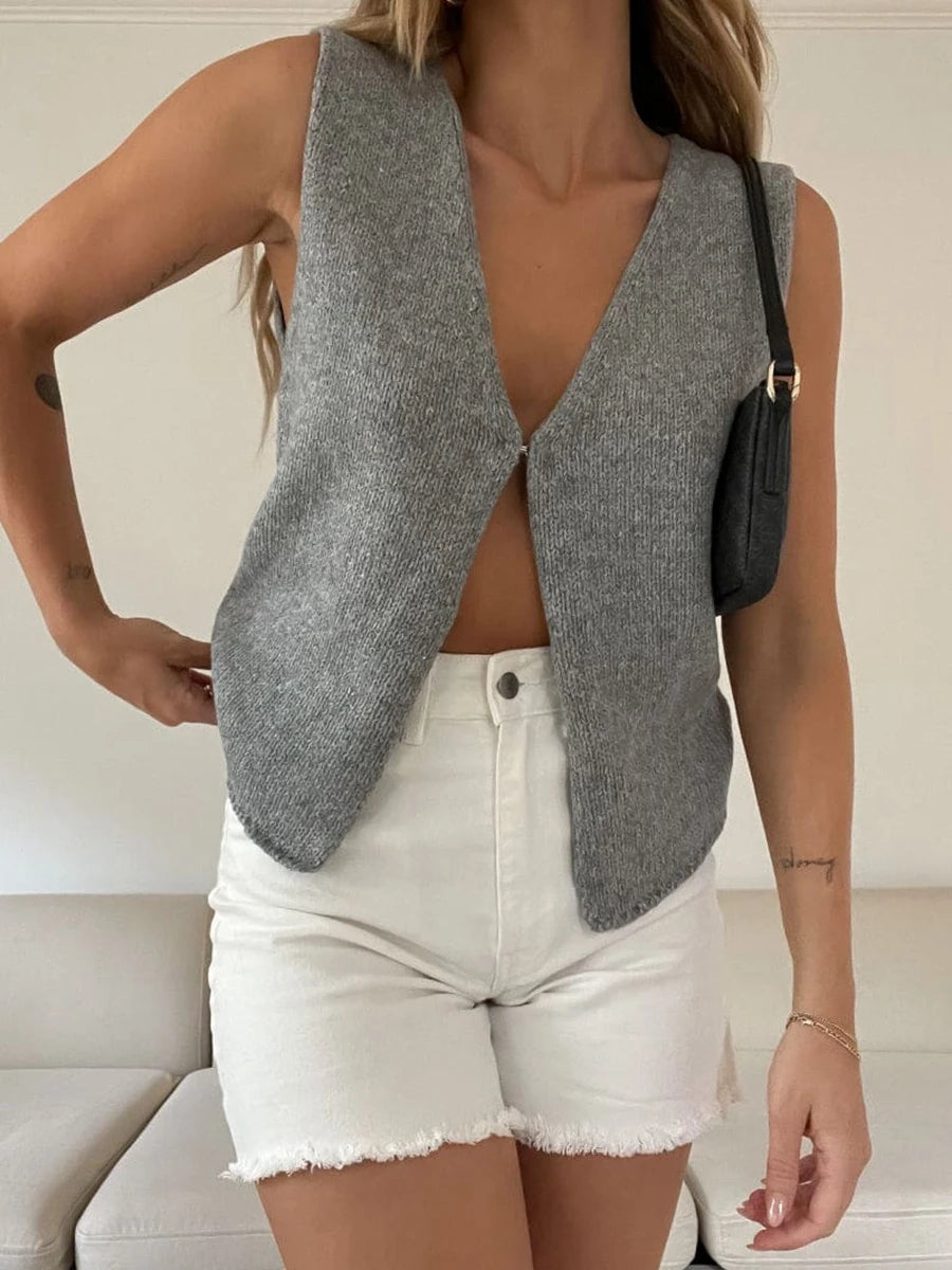 Knitted Vest Vintage Sleeveless V-Neck Top