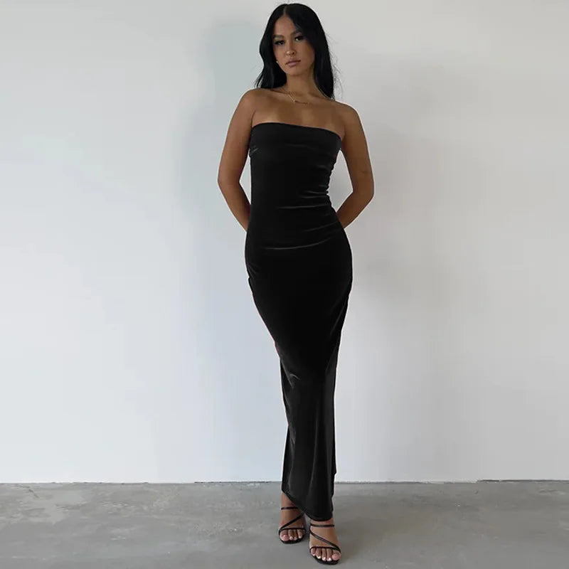 Jazzy Maxi Velvet Backless Long Dress