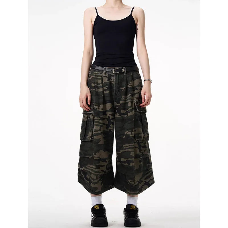 Cargo Denim Short Camouflage Vintage Y2K High Waist
