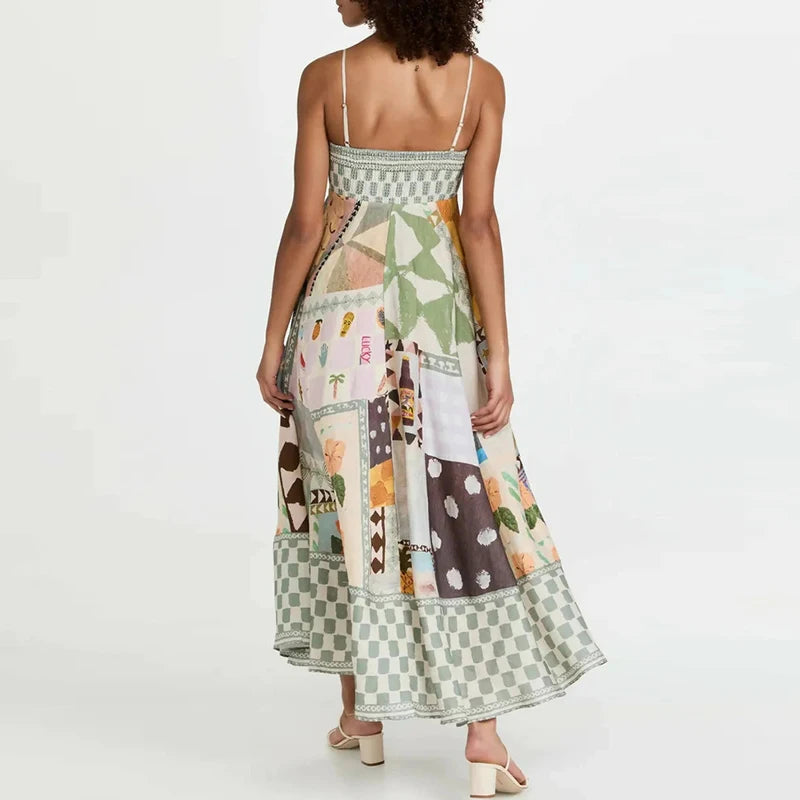 BG Backless Print SweetBird A-Line Dress