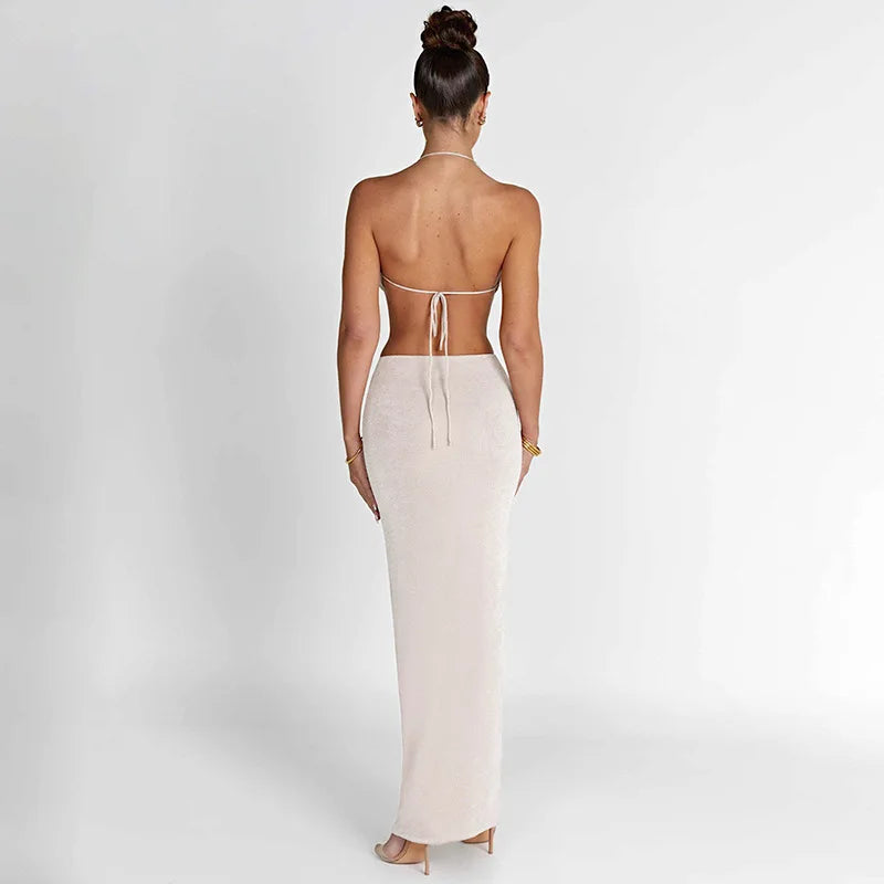 Jewel Set Ruched Crop Top Long Skirt