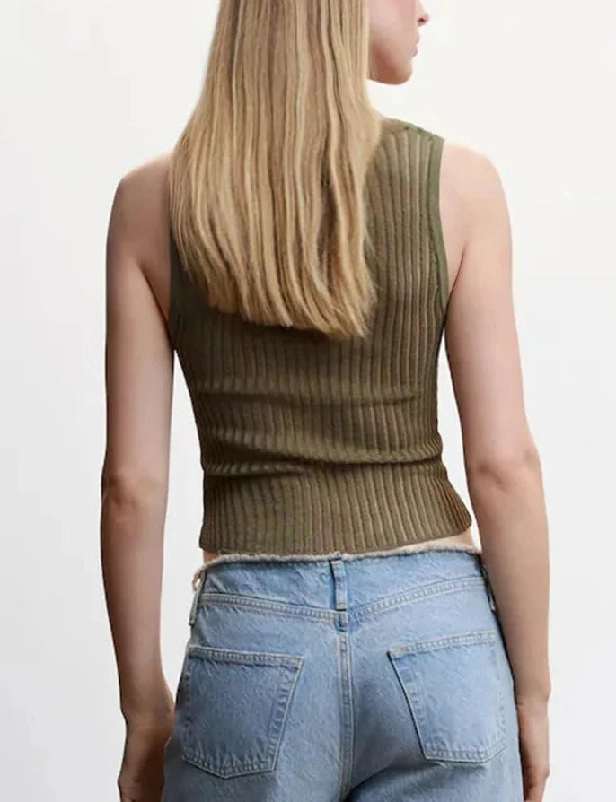 KZ See Through Hollow Out Sleeveless Tank Top