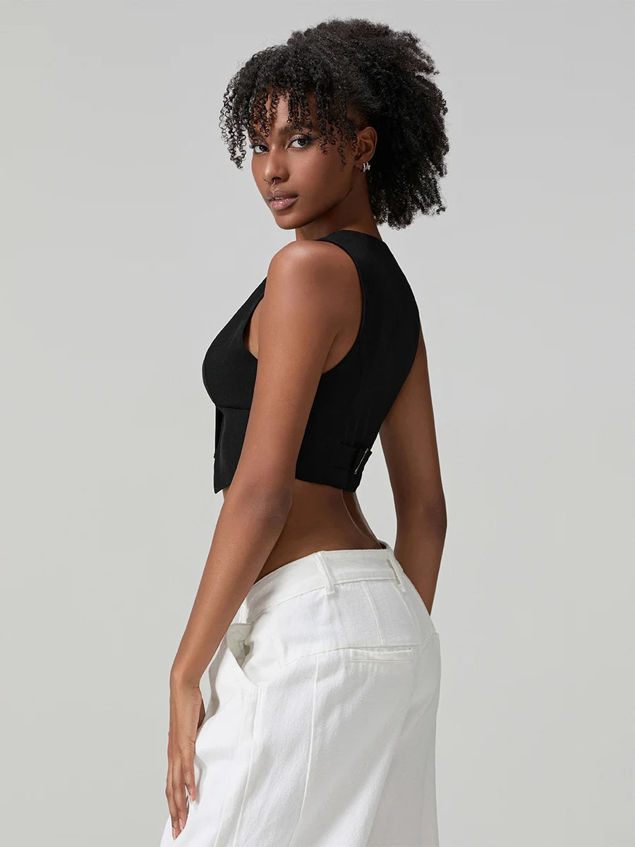 BC Deep V Low Cut Cropped Sleeveless Vests