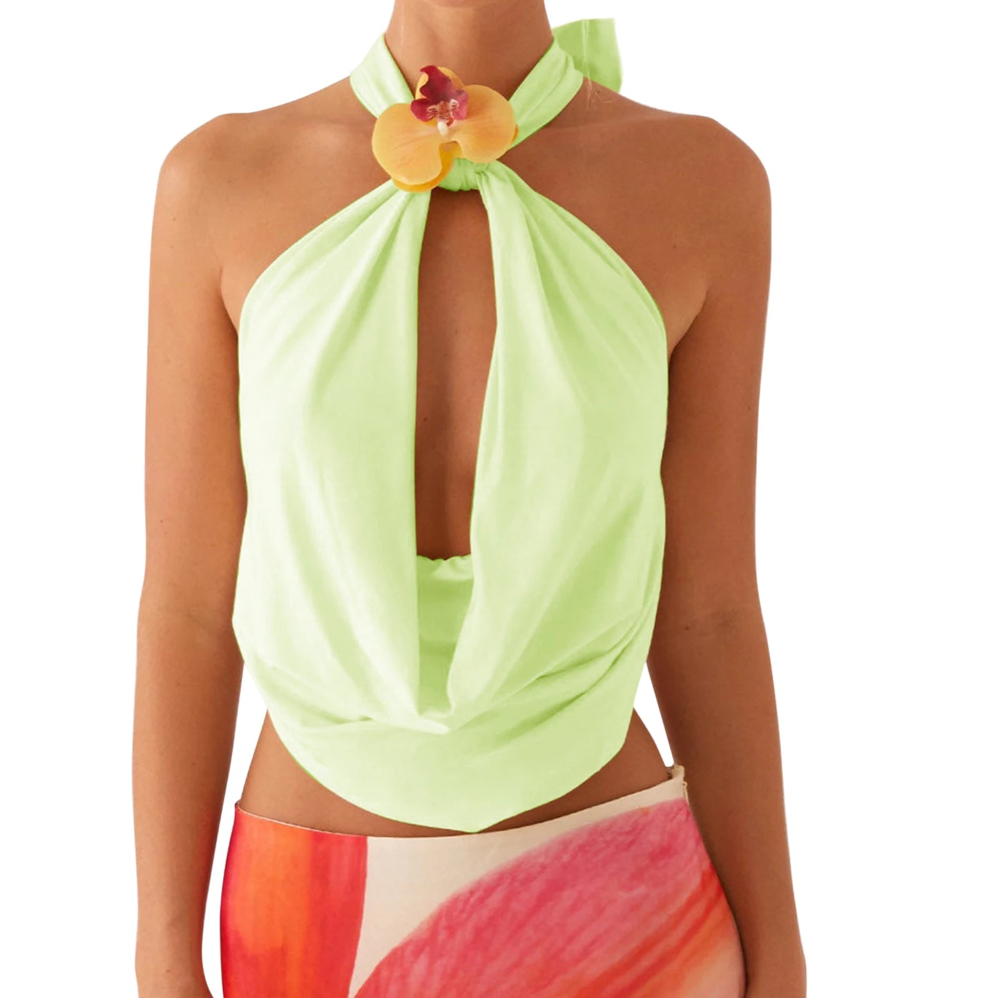 Maemuk Halter 3D Flower Top