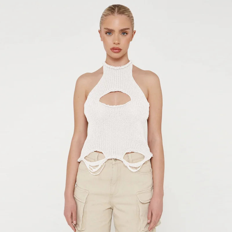 Cheyenne Distressed Knitted Crop Cami