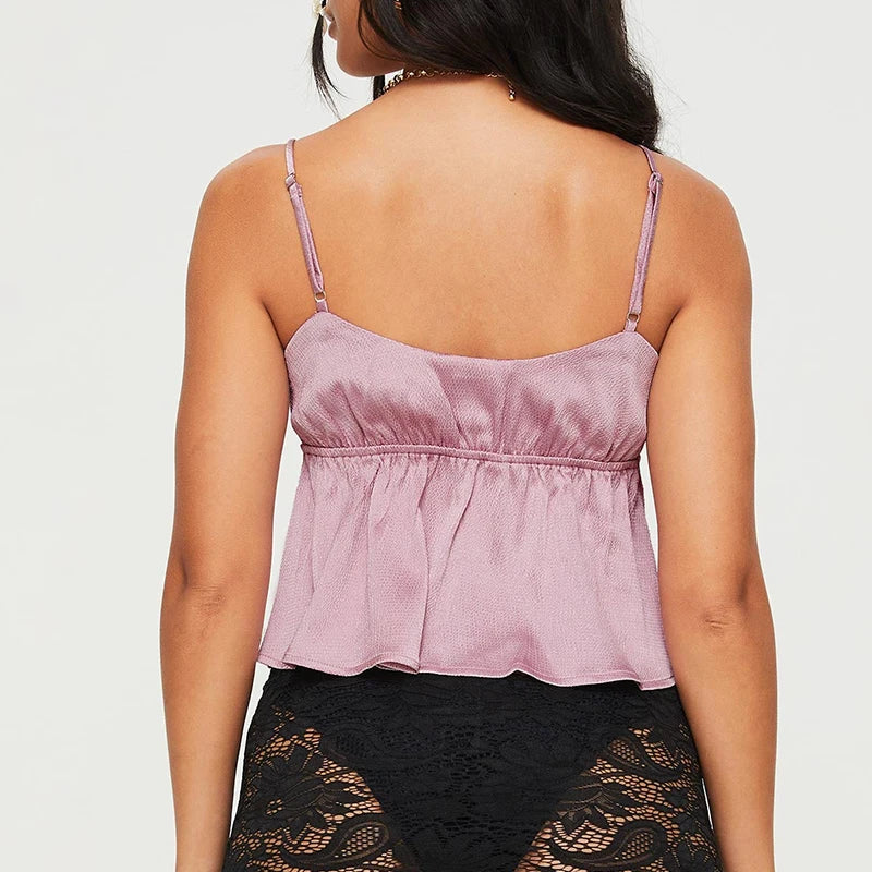 Camis Sleeveless Lace Cami Backless Cropped Top