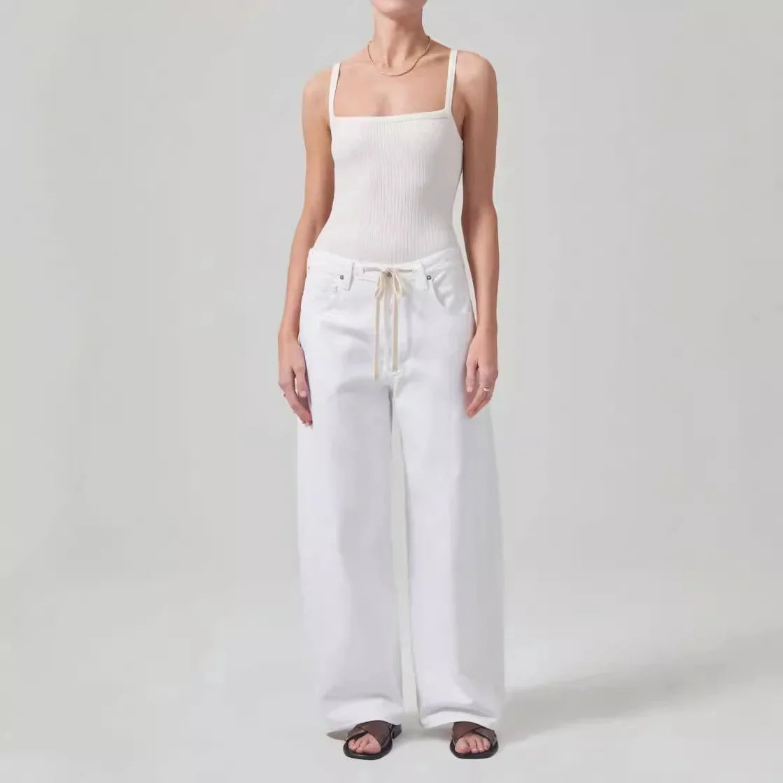 BC CasualLoose-Fit Wide-Leg Pullstring Jeans