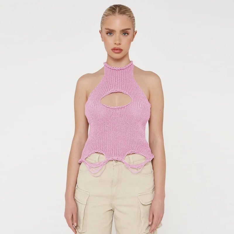 Cheyenne Distressed Knitted Crop Cami