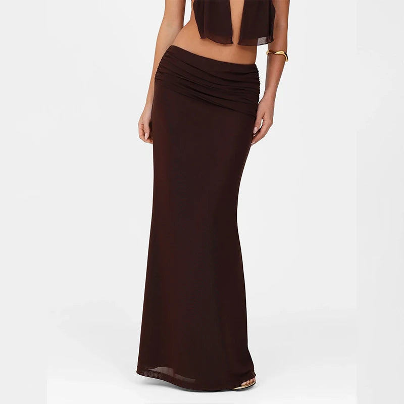 Lili Vintage Sets Off Shoulder Backless Sleeveless Halter Top With Slim Long Skirt