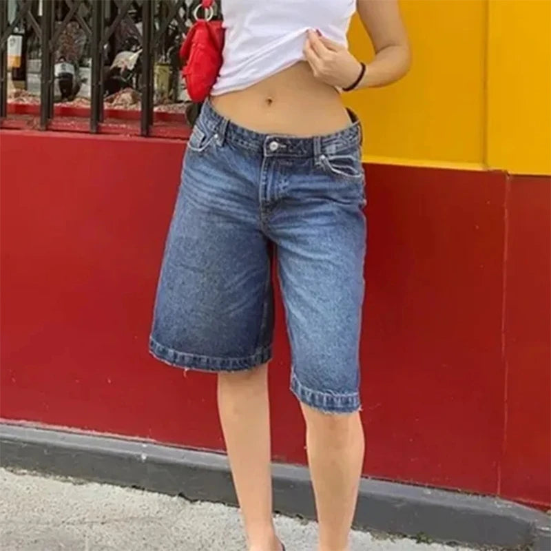 BC Y2k Bermuda Vintage Low Rise Wide Leg Knee Length Jean Shorts
