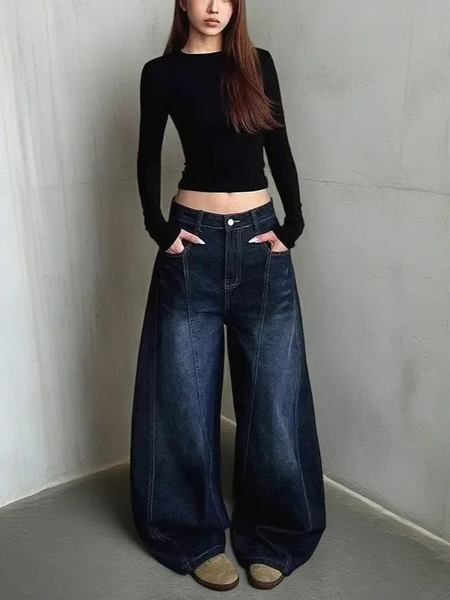 BC Deep Blue Vintage Plus Size Straight-Leg Loose-Fit Denim