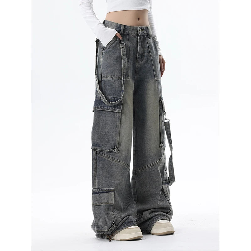 Jeans Cargo High Waist Trap Pockets