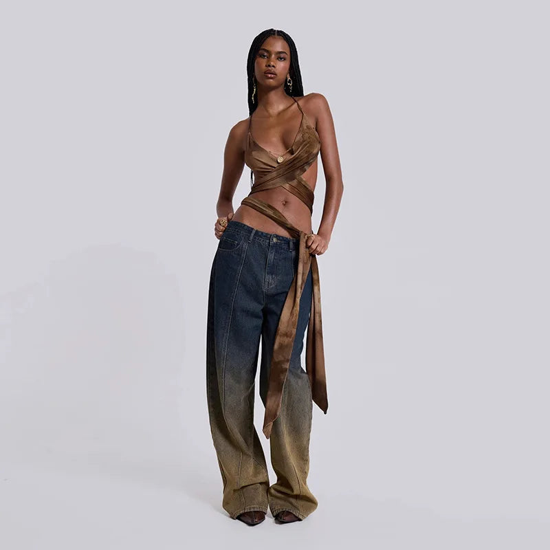 Avery Cross Lace Up Backless Tank