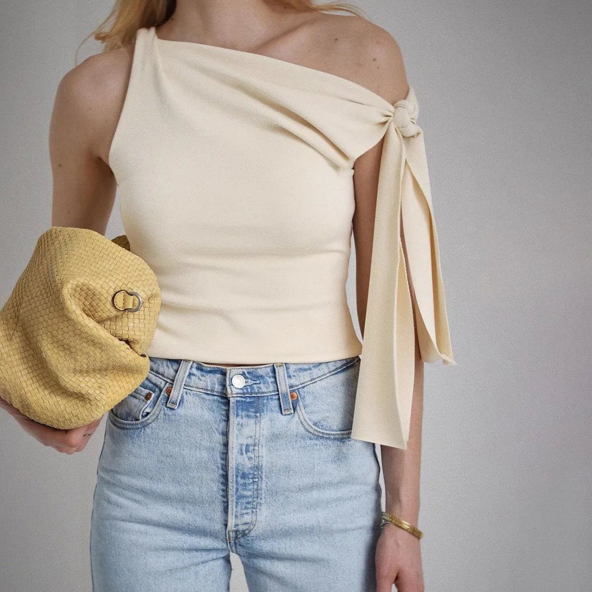 One Shoulder Skew Collar Tee Shirt
