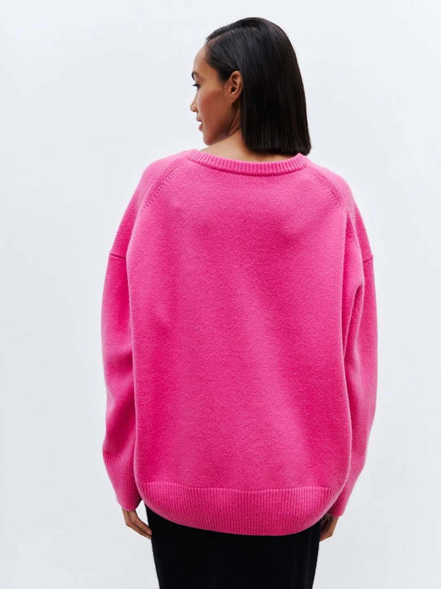 BB Oversized V-neck Warm Knitted Pullover Sweat