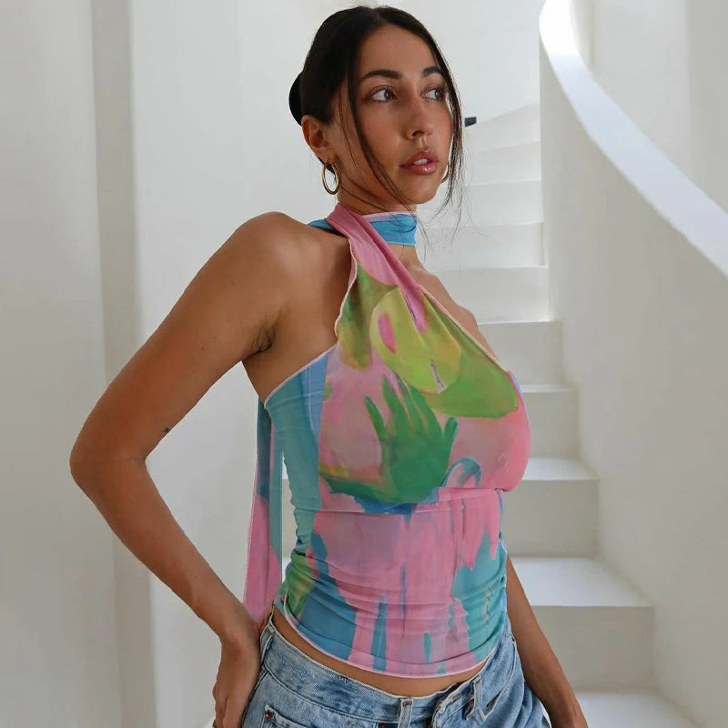 Billie Halter Backless Light Summer Top