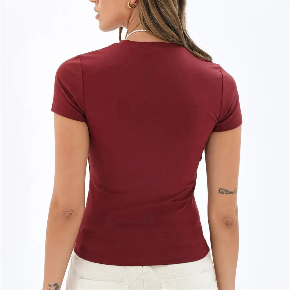 Short Sleeve Y2k O-Neck Tee Crop Top