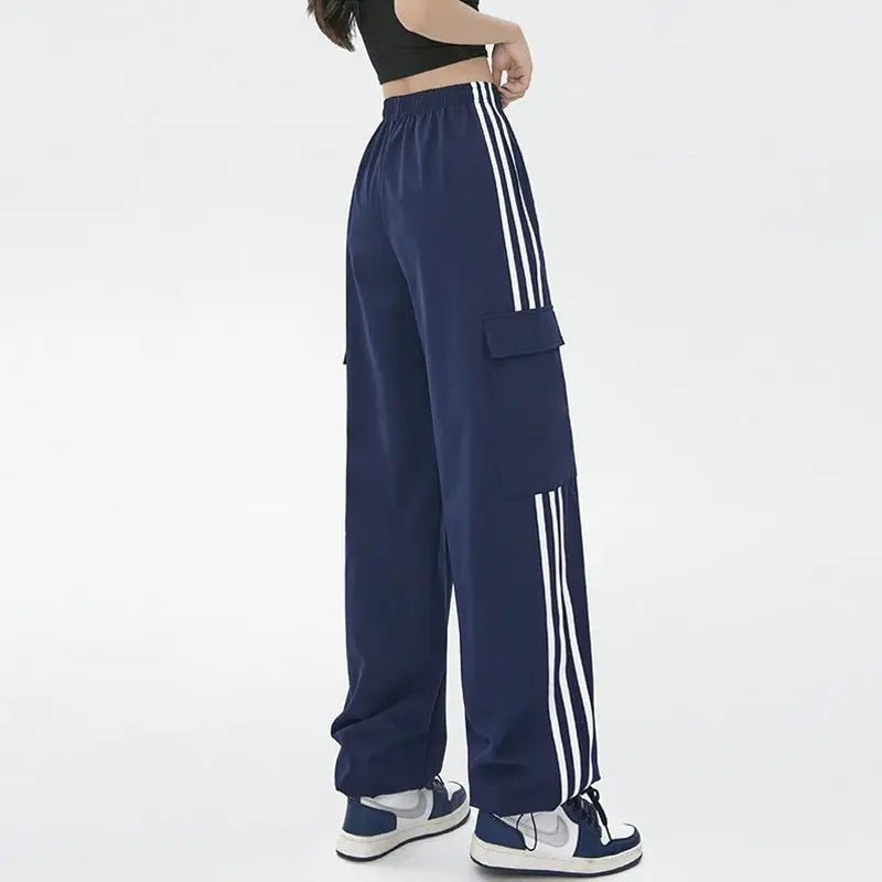 Glady High Waist Cargo Pants Pockets Straight Leg Wide