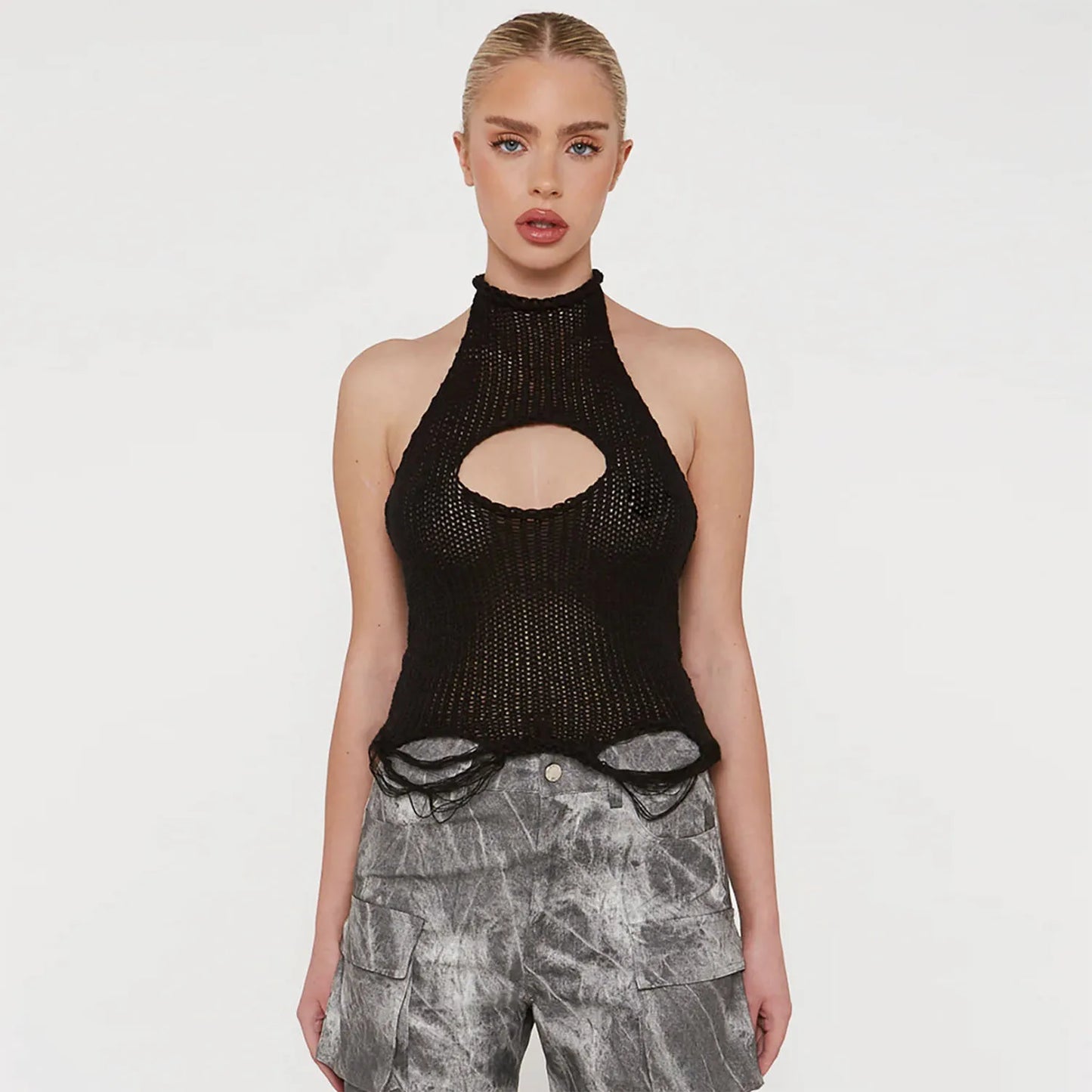 Cheyenne Distressed Knitted Crop Cami