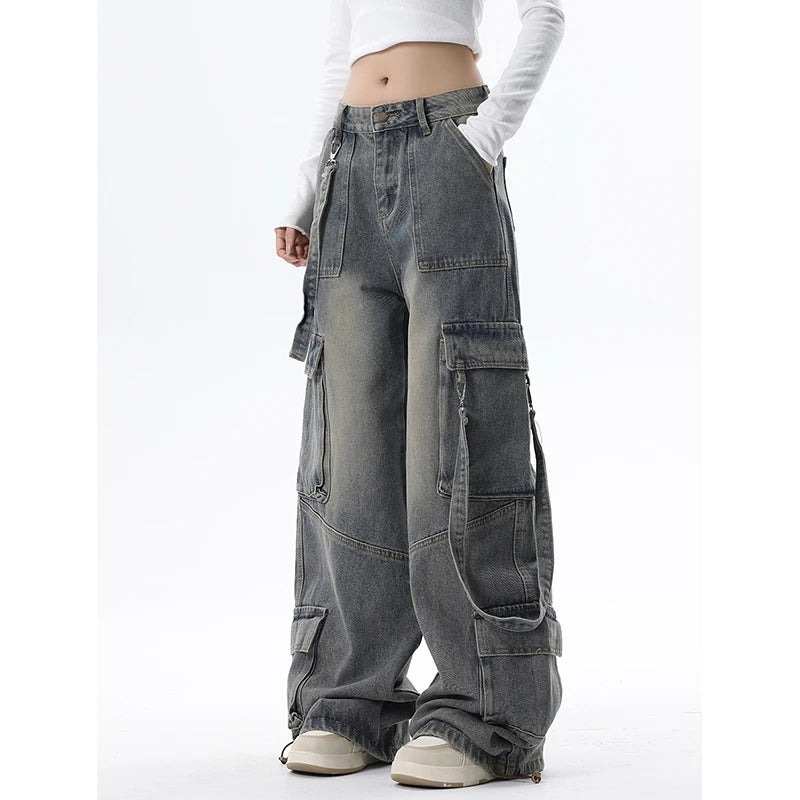 Jeans Cargo High Waist Trap Pockets