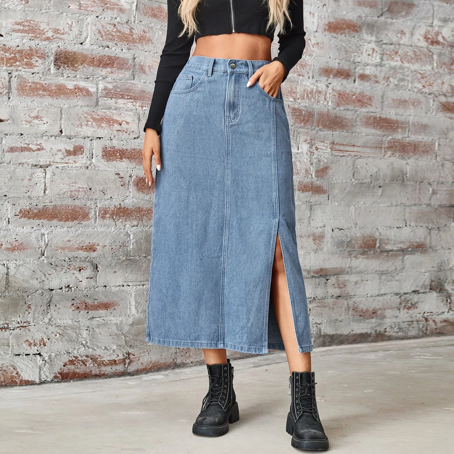 Vivianne Vintage Loose Denim Long Skirt