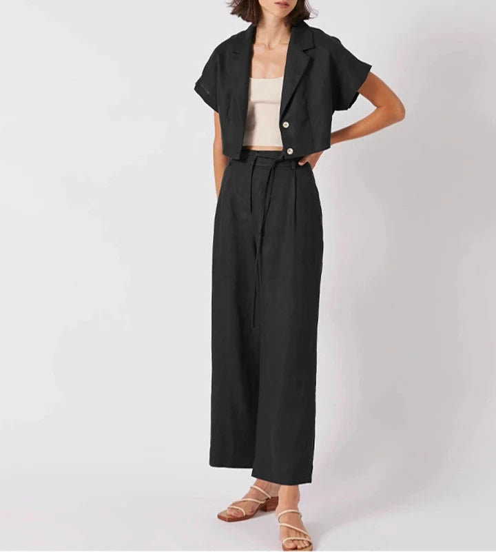BC Ajal 100% Linen Women's Pants High Waist Bandage Up