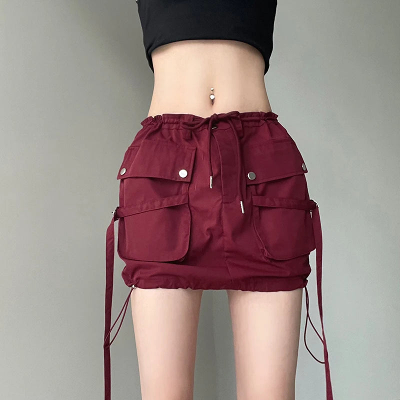 Charla Ribbons Bandage Cargo Skirt
