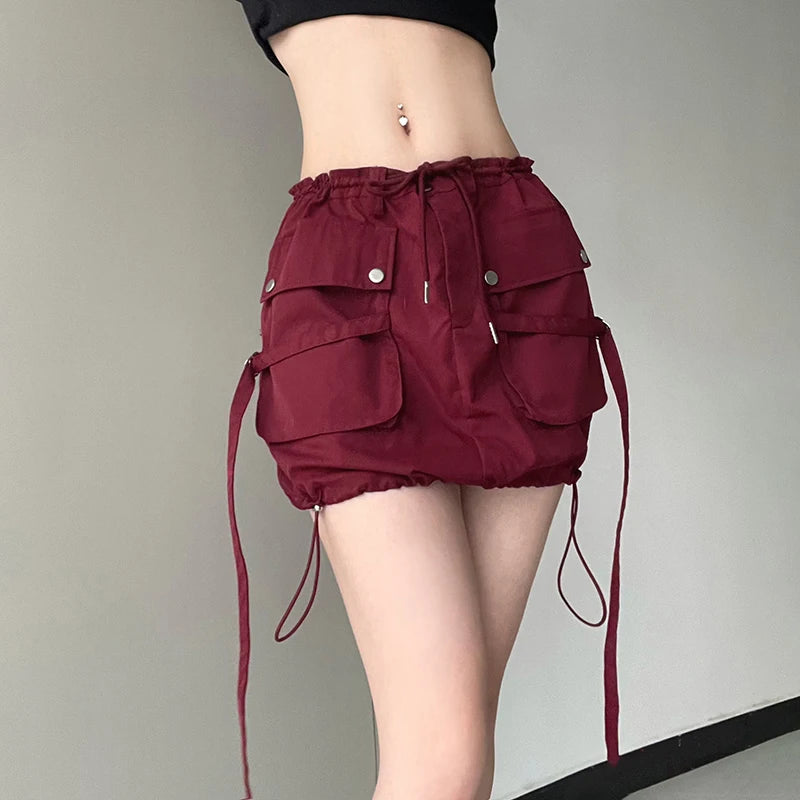 Charla Ribbons Bandage Cargo Skirt