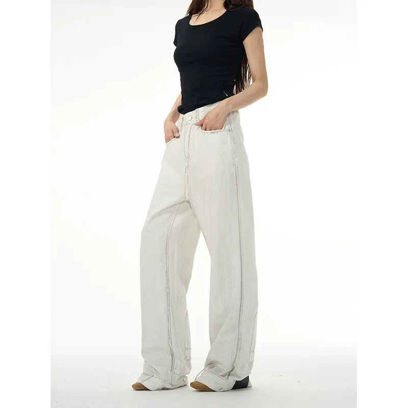 Reverse Washed Inverted High Waist Denim