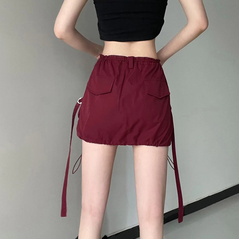 Charla Ribbons Bandage Cargo Skirt