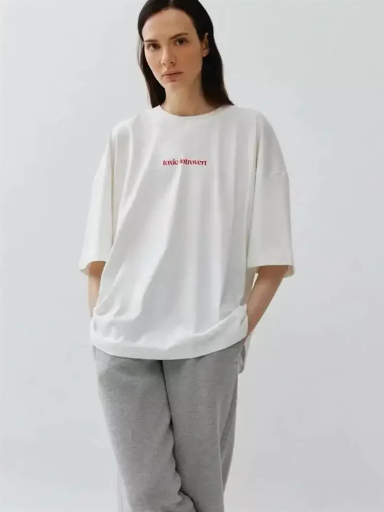 BC Medium-Length Printing Loose-Fit Sleeve Pure Cotton