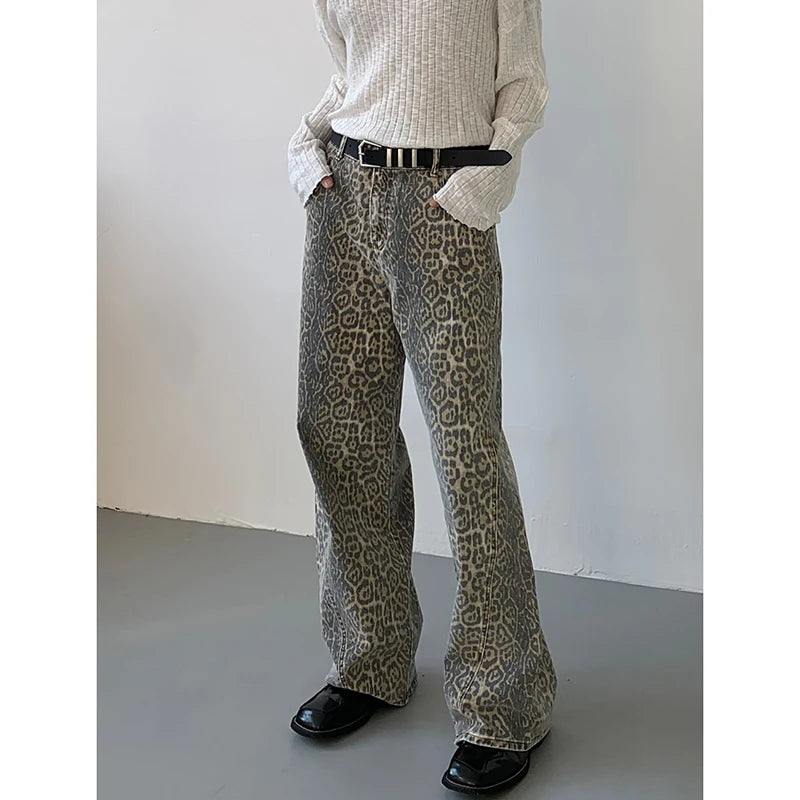 Leopard High Waist straith Leg Denim