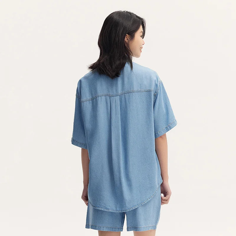BG Soft Denim Long Sleeve Blouse