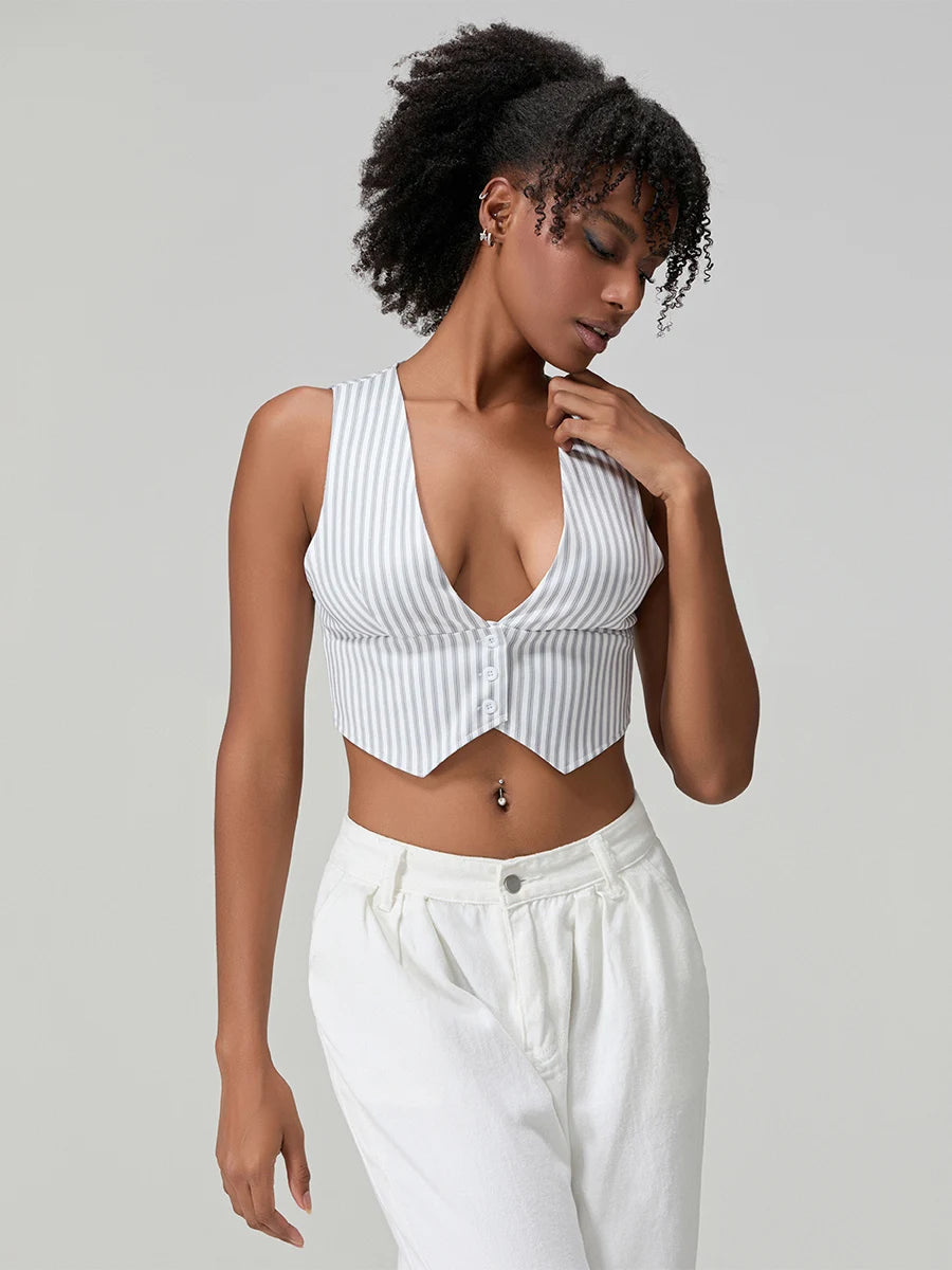BC Deep V Low Cut Cropped Sleeveless Vests